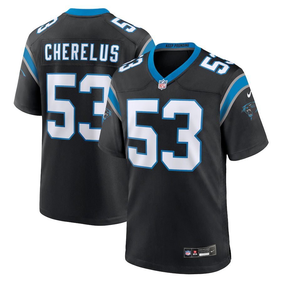 Men Carolina Panthers #53 Claudin Cherelus Nike Black Team Game NFL Jersey